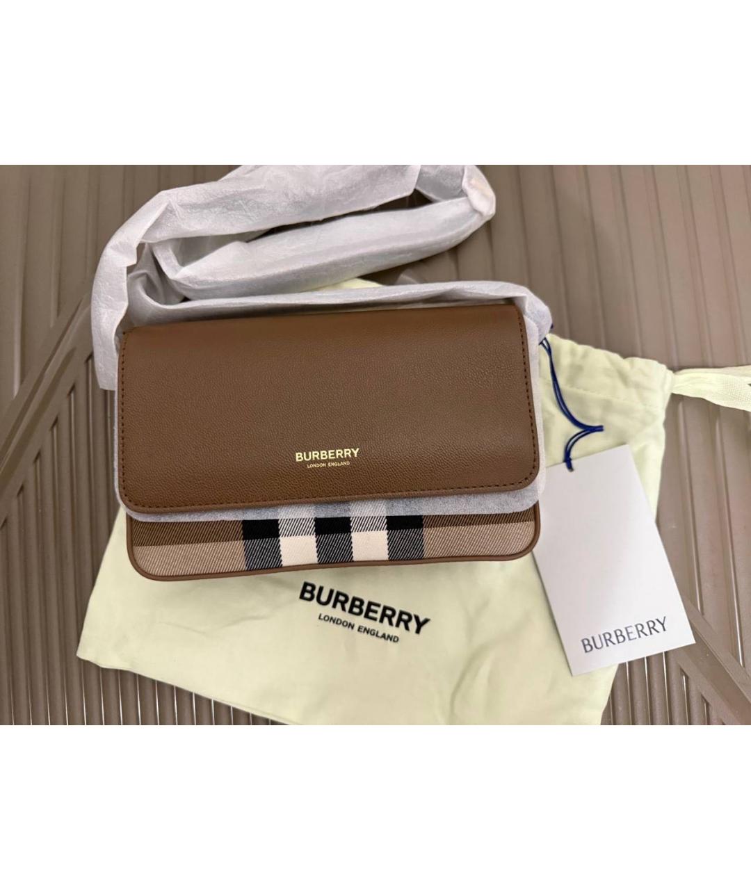 BURBERRY Коричневая кожаная сумка через плечо, фото 6