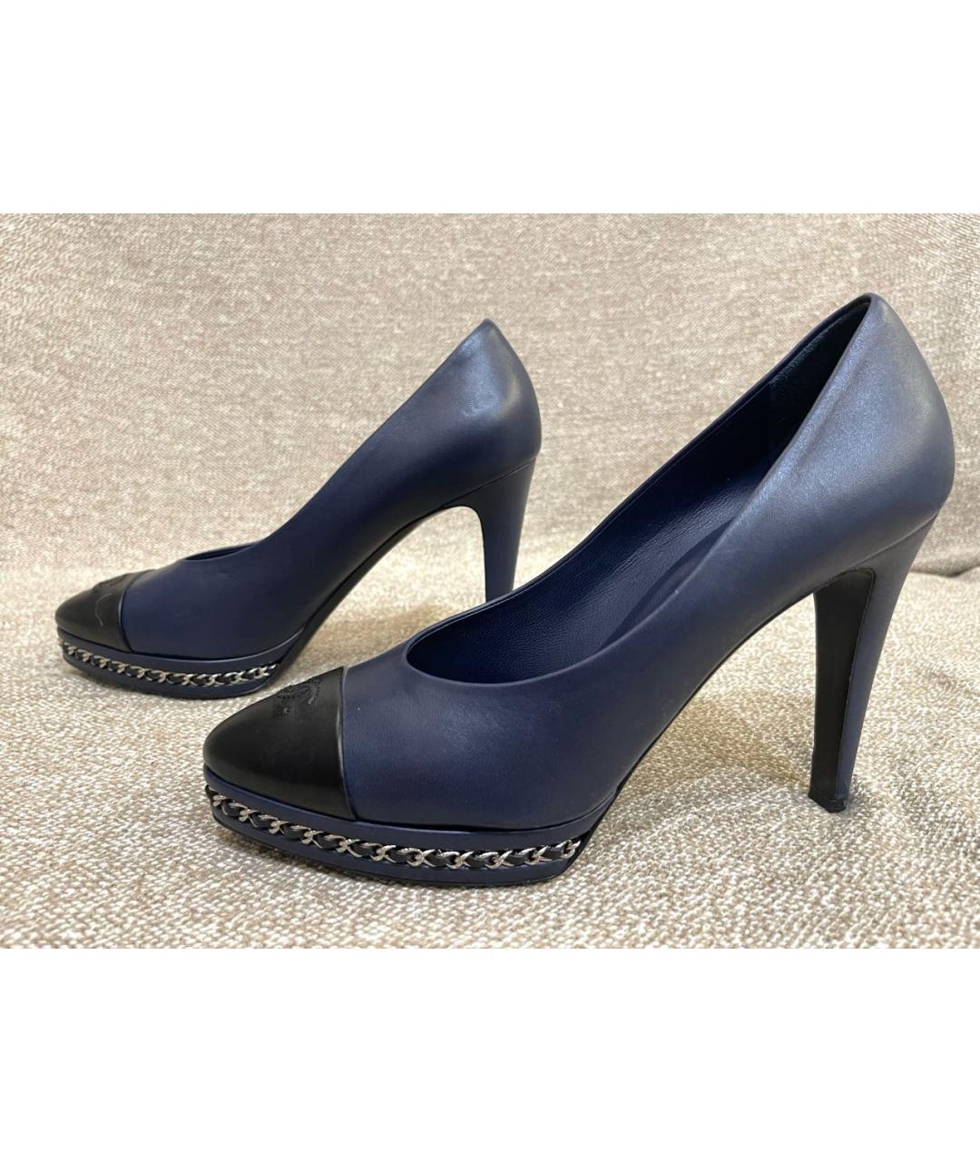 CHANEL Темно-синие кожаные туфли, фото 8