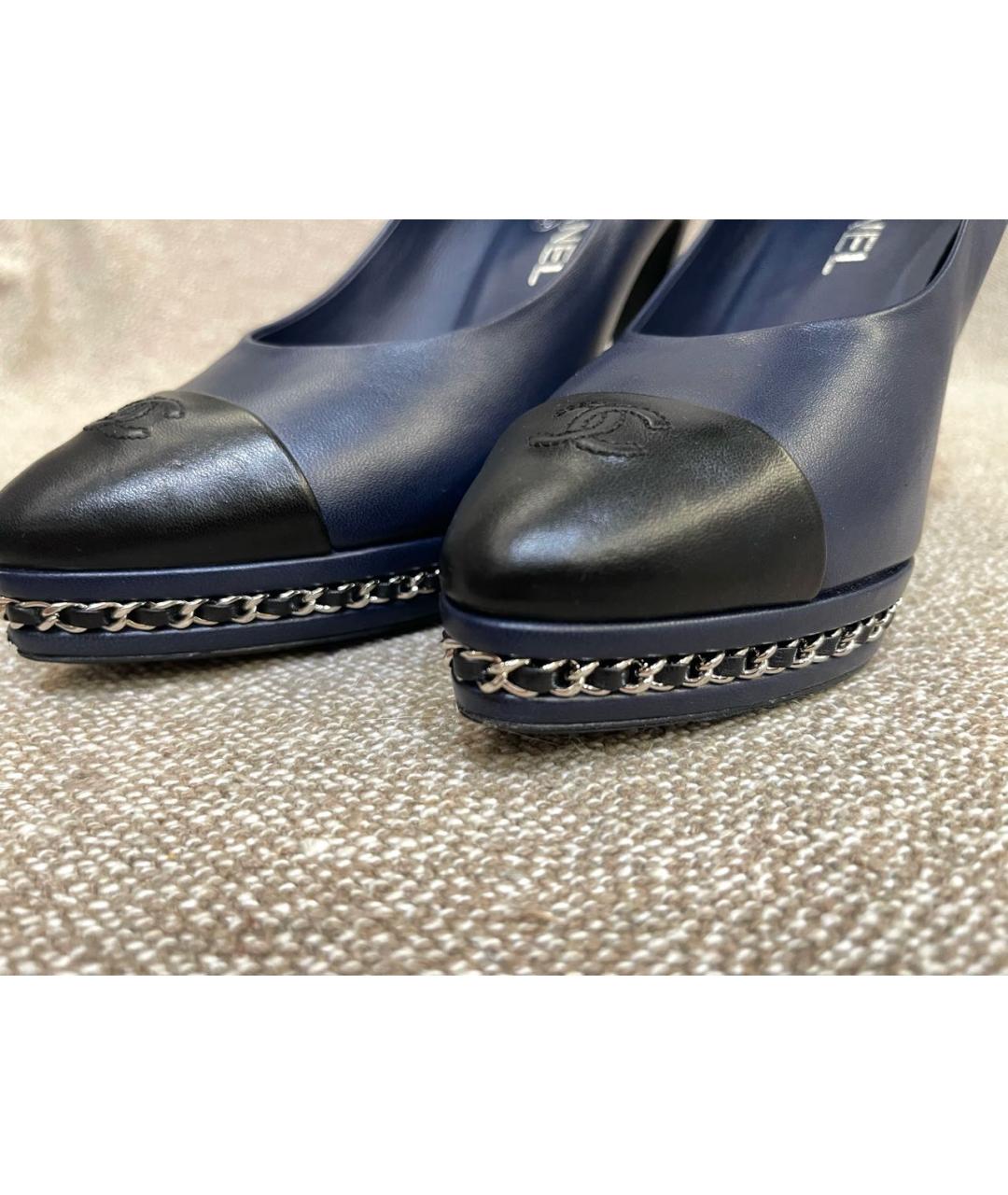 CHANEL Темно-синие кожаные туфли, фото 5