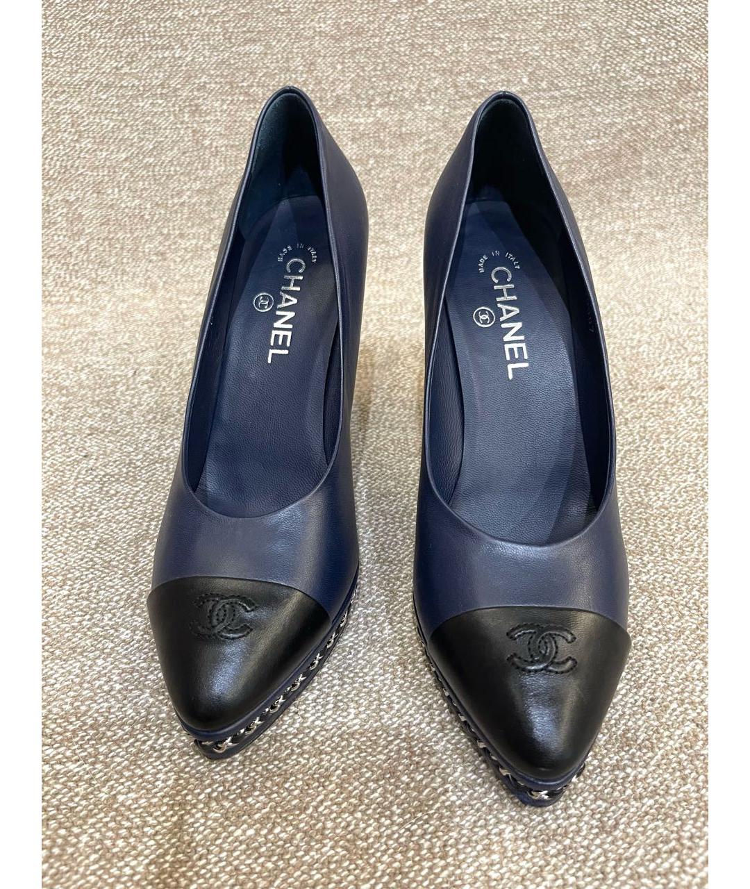 CHANEL Темно-синие кожаные туфли, фото 2