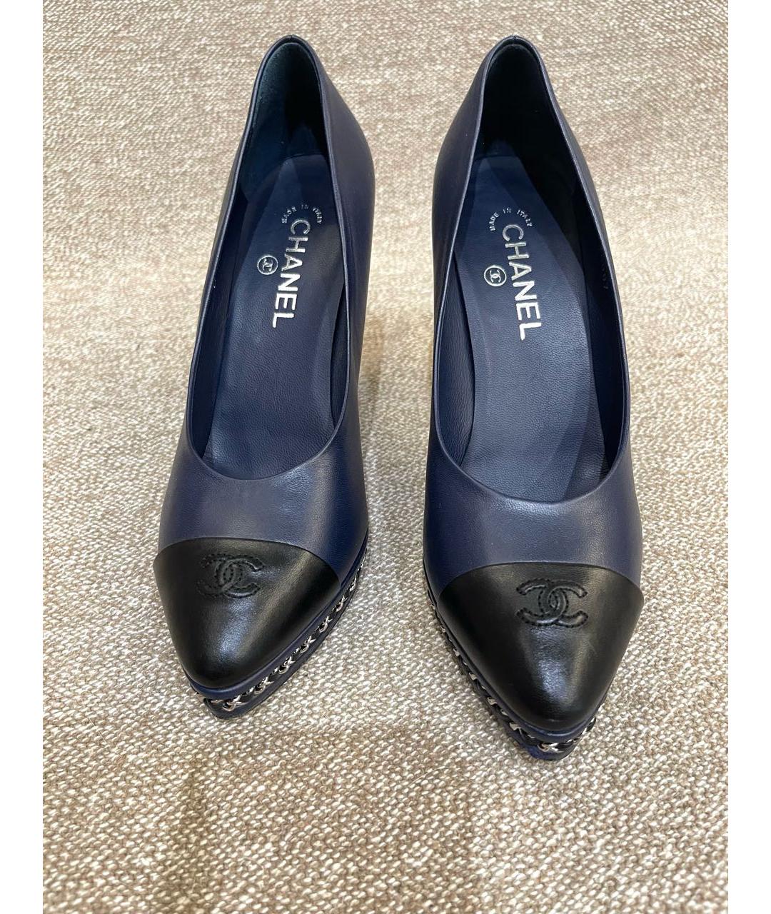 CHANEL Темно-синие кожаные туфли, фото 3