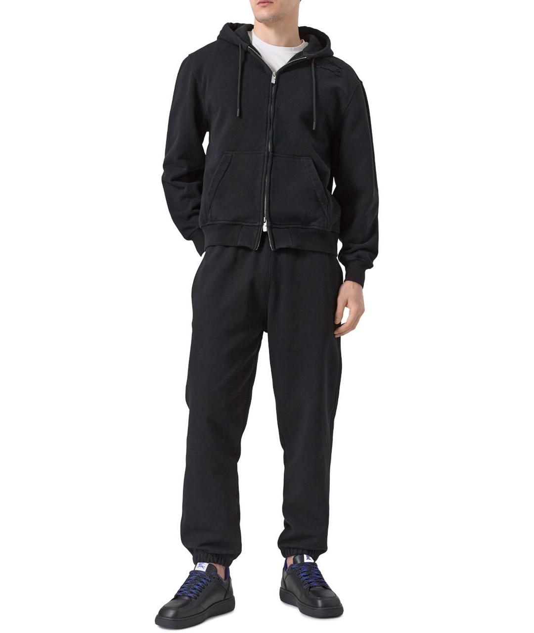 BURBERRY Черные кожаные низкие кроссовки / кеды, фото 3