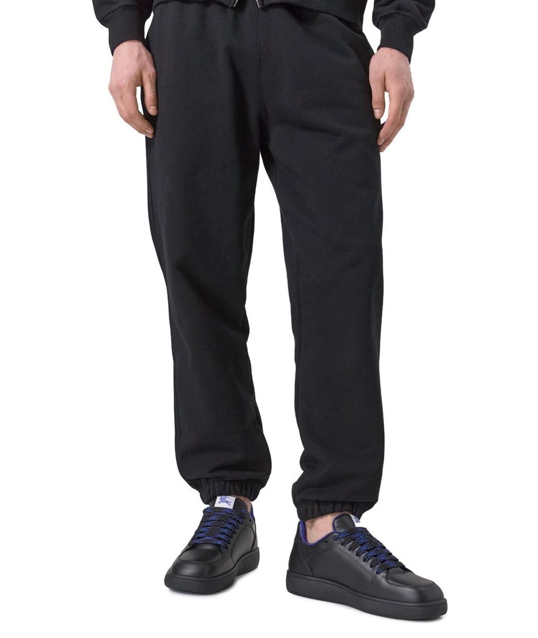 BURBERRY Черные кожаные низкие кроссовки / кеды, фото 4