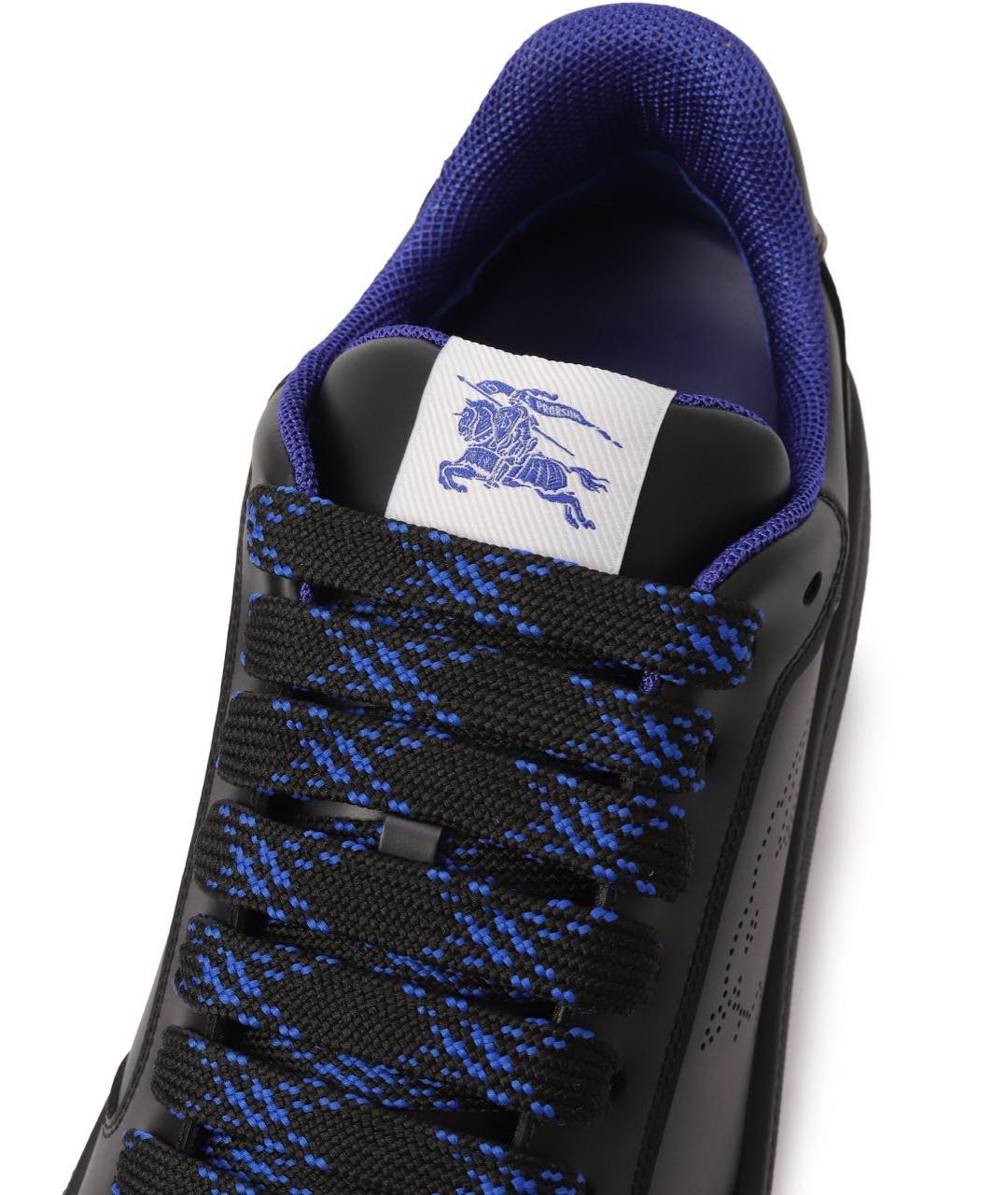 BURBERRY Черные кожаные низкие кроссовки / кеды, фото 7