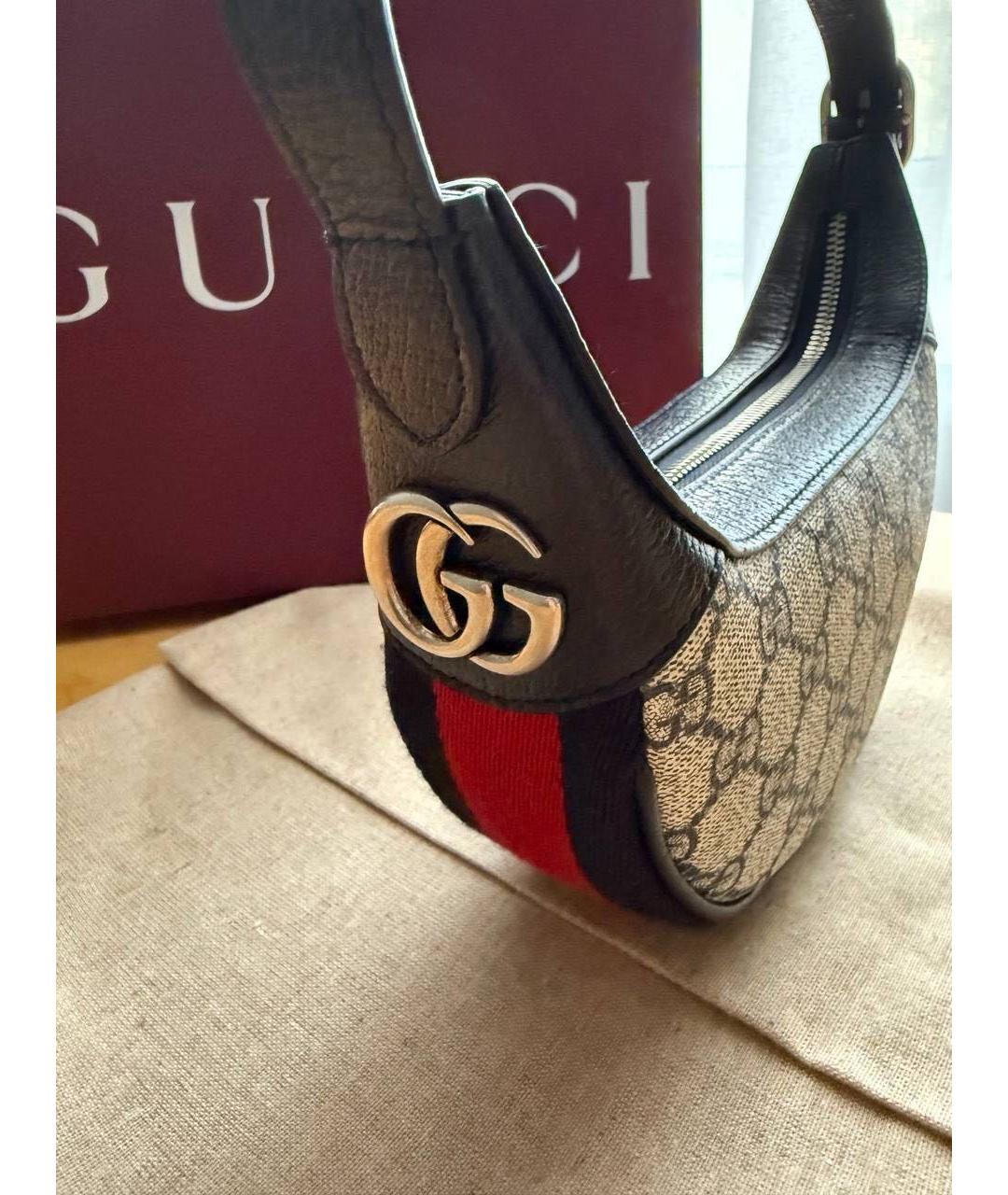 GUCCI Бежевая кожаная сумка через плечо, фото 3