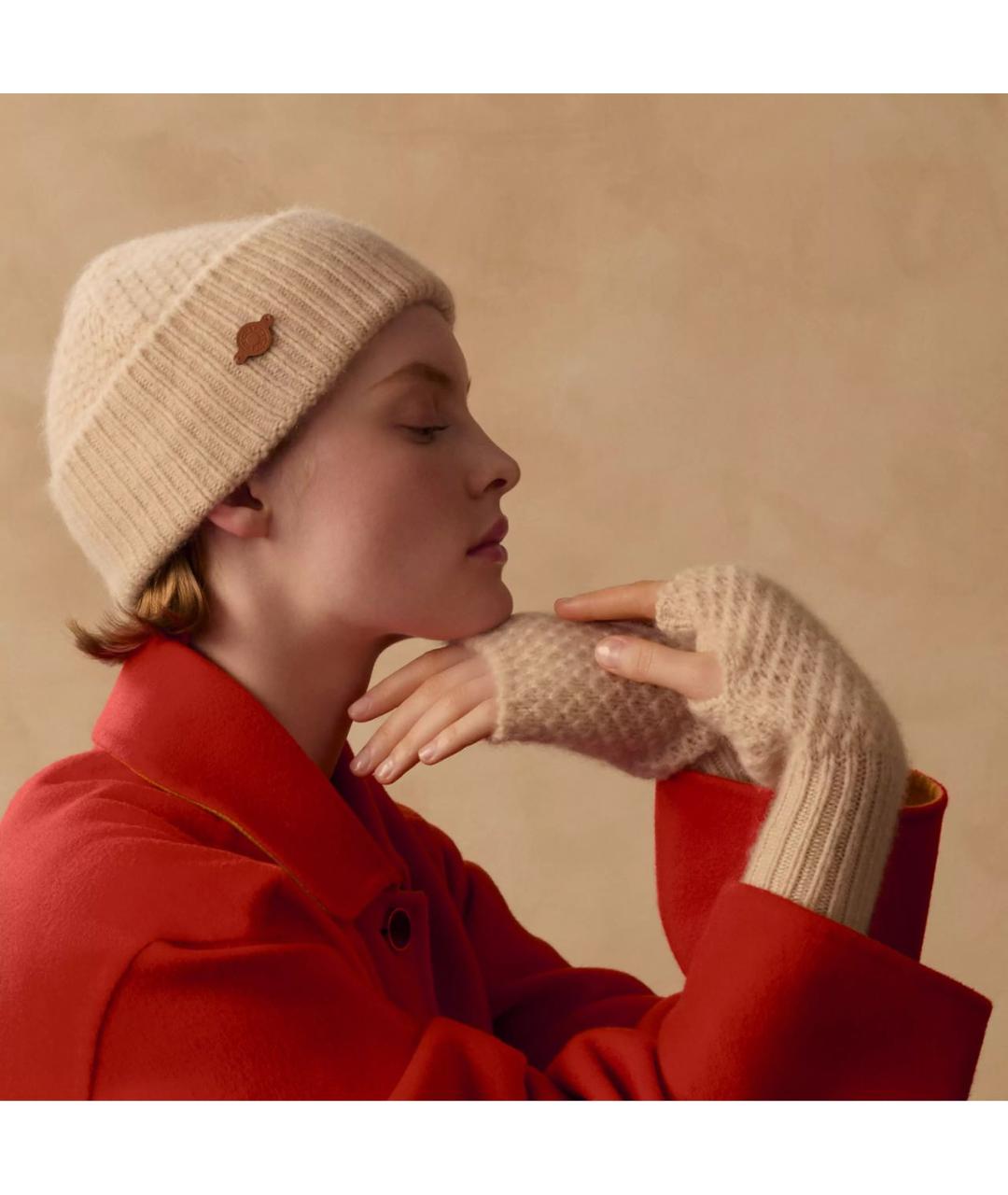 HERMES Бежевая кашемировая шапка, фото 3