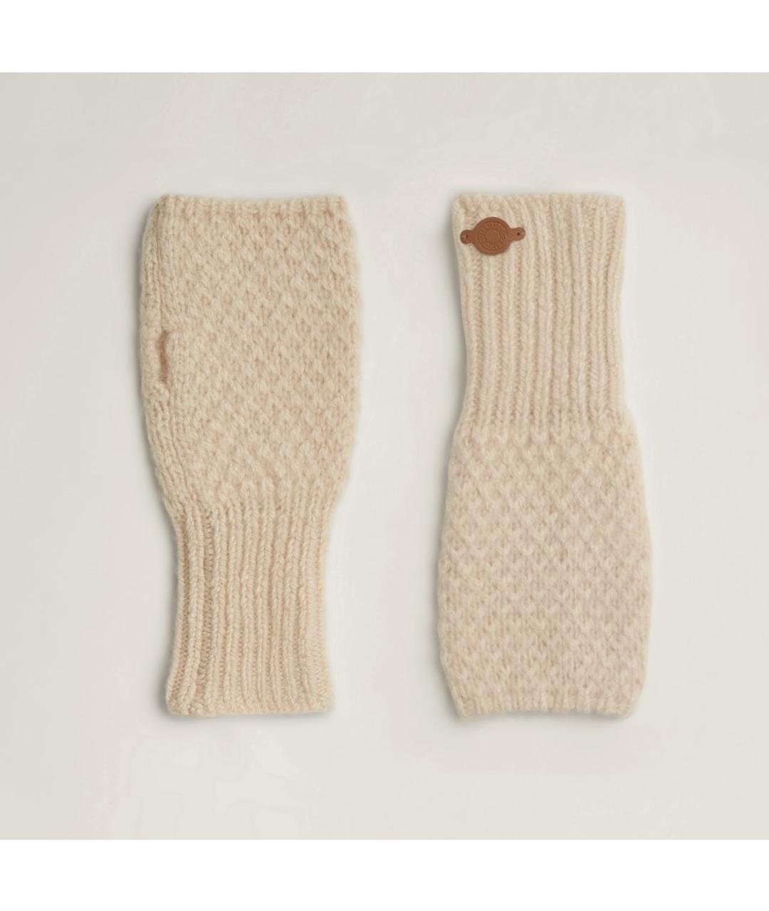 HERMES Бежевые кашемировые митенки, фото 3