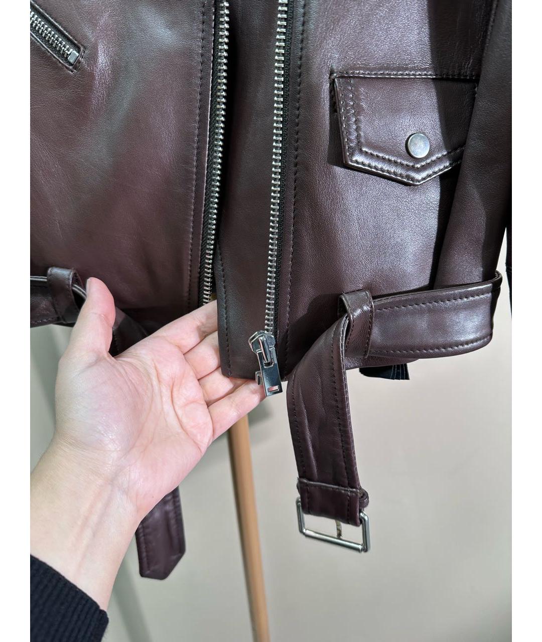 MAJE Коричневая кожаная куртка, фото 4