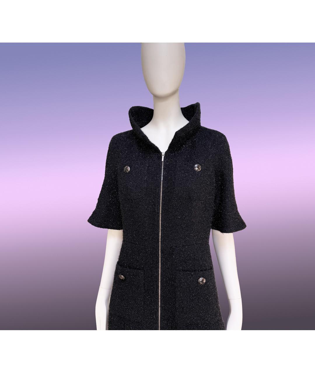 CHANEL Черное твидовое коктейльное платье, фото 5