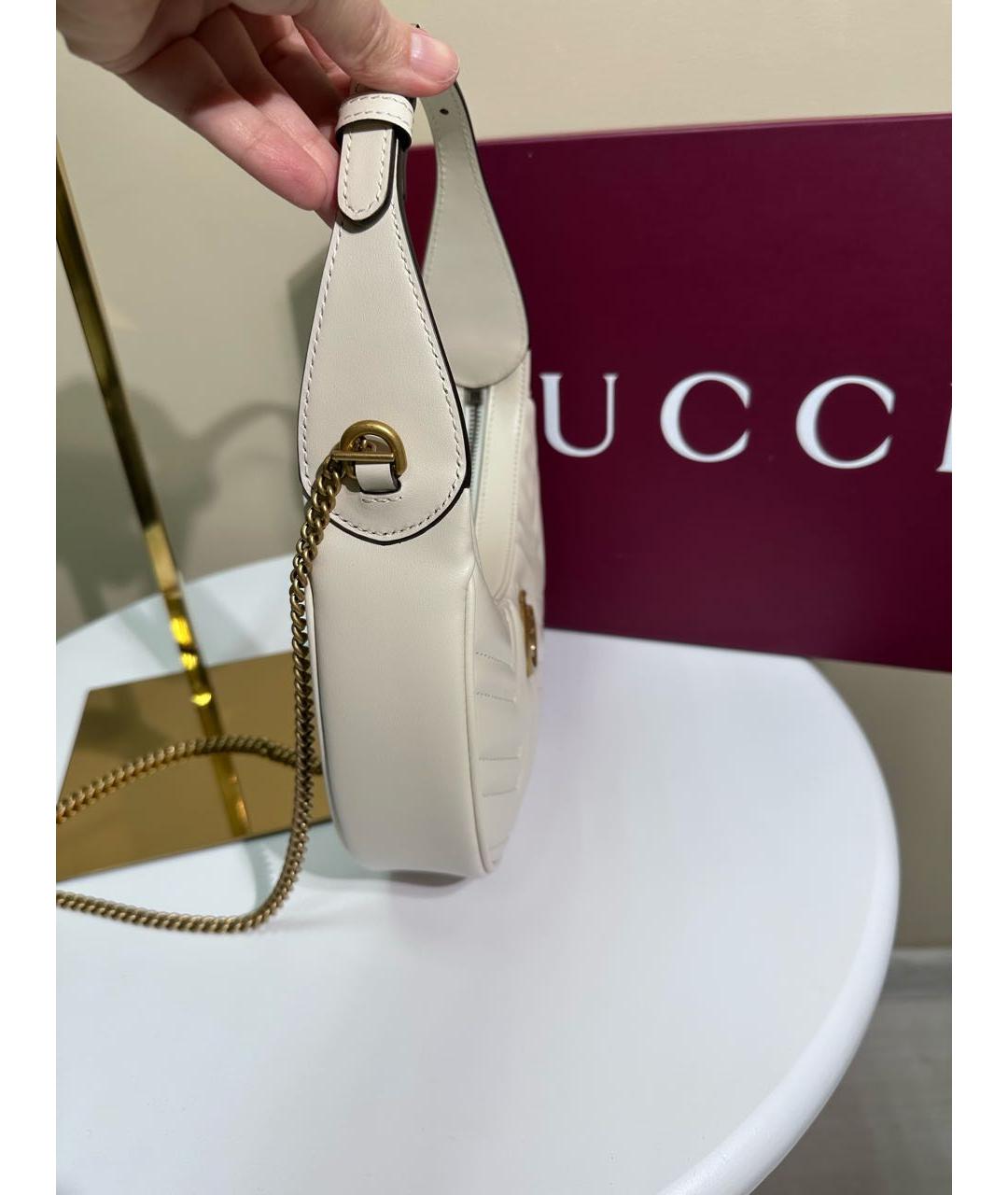 GUCCI Бежевая кожаная сумка с короткими ручками, фото 2