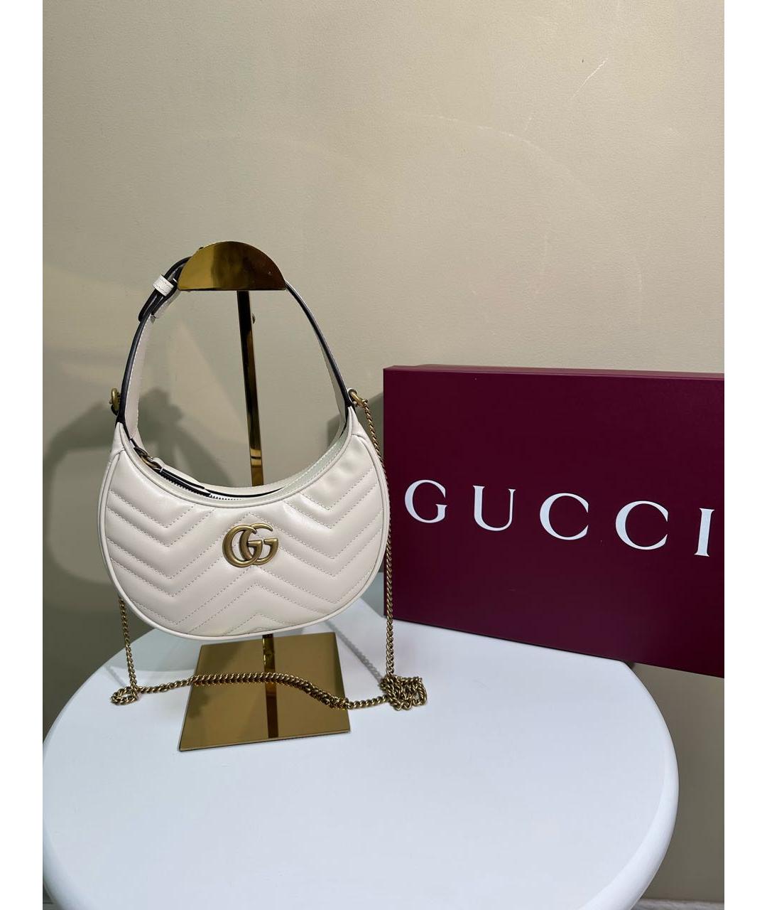 GUCCI Бежевая кожаная сумка с короткими ручками, фото 5