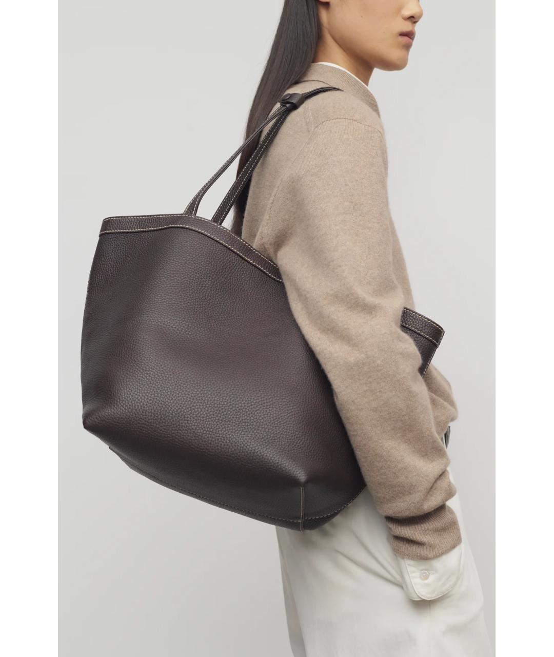THE ROW Коричневая кожаная сумка тоут, фото 4