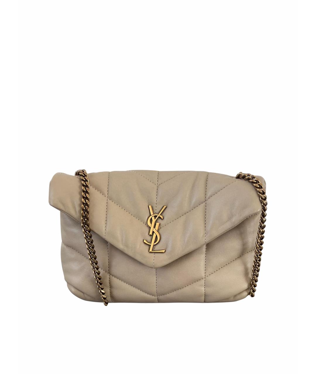 SAINT LAURENT Бежевая кожаная сумка через плечо, фото 1