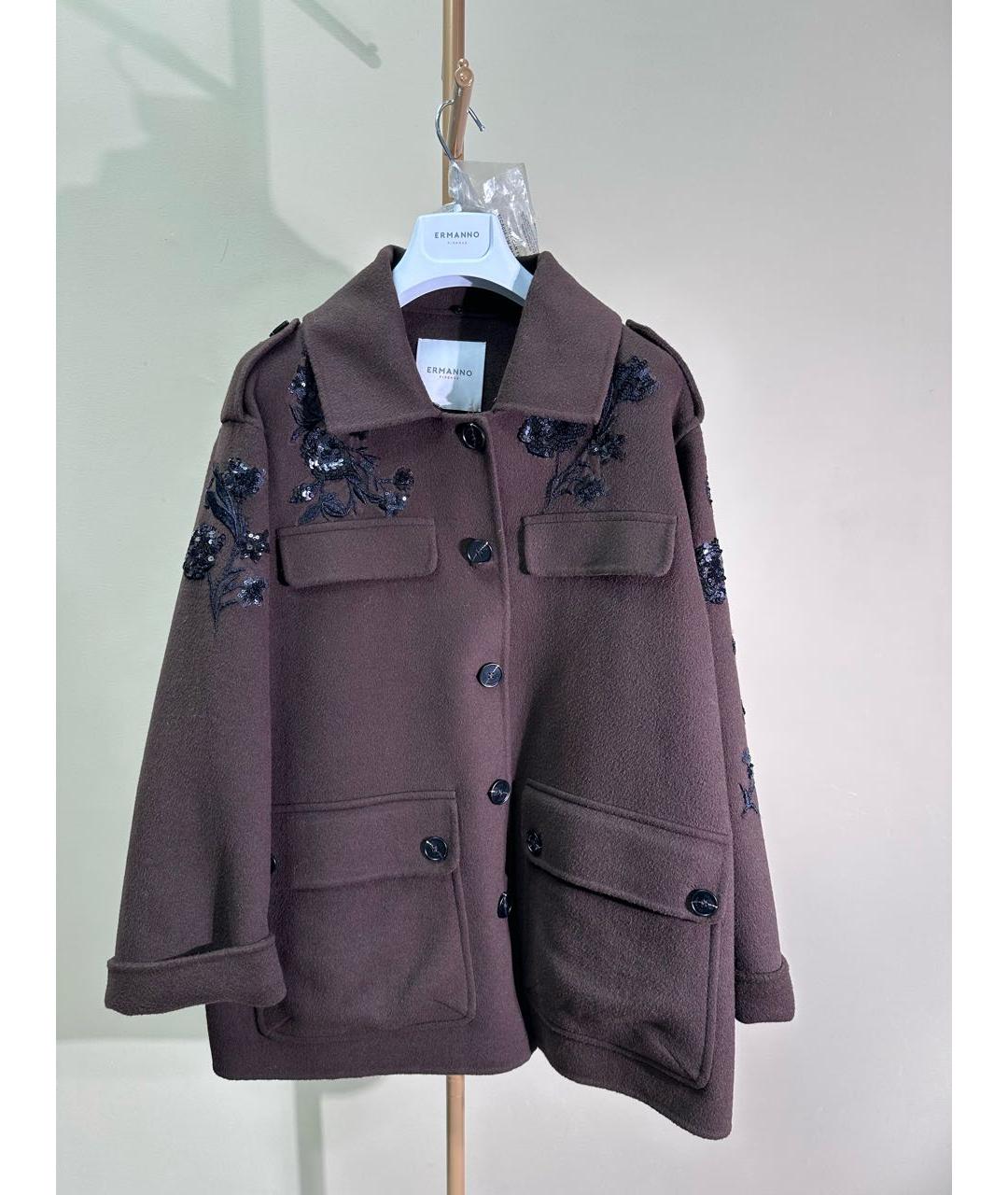 ERMANNO FIRENZE Коричневое кашемировое пальто, фото 3