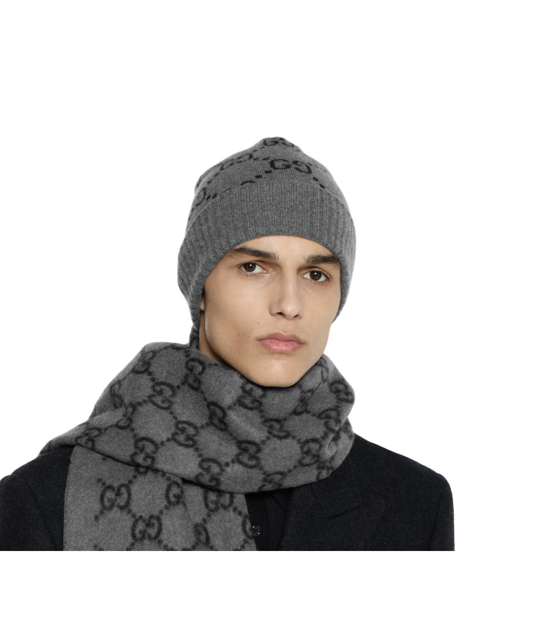GUCCI Серая кашемировая шапка, фото 2