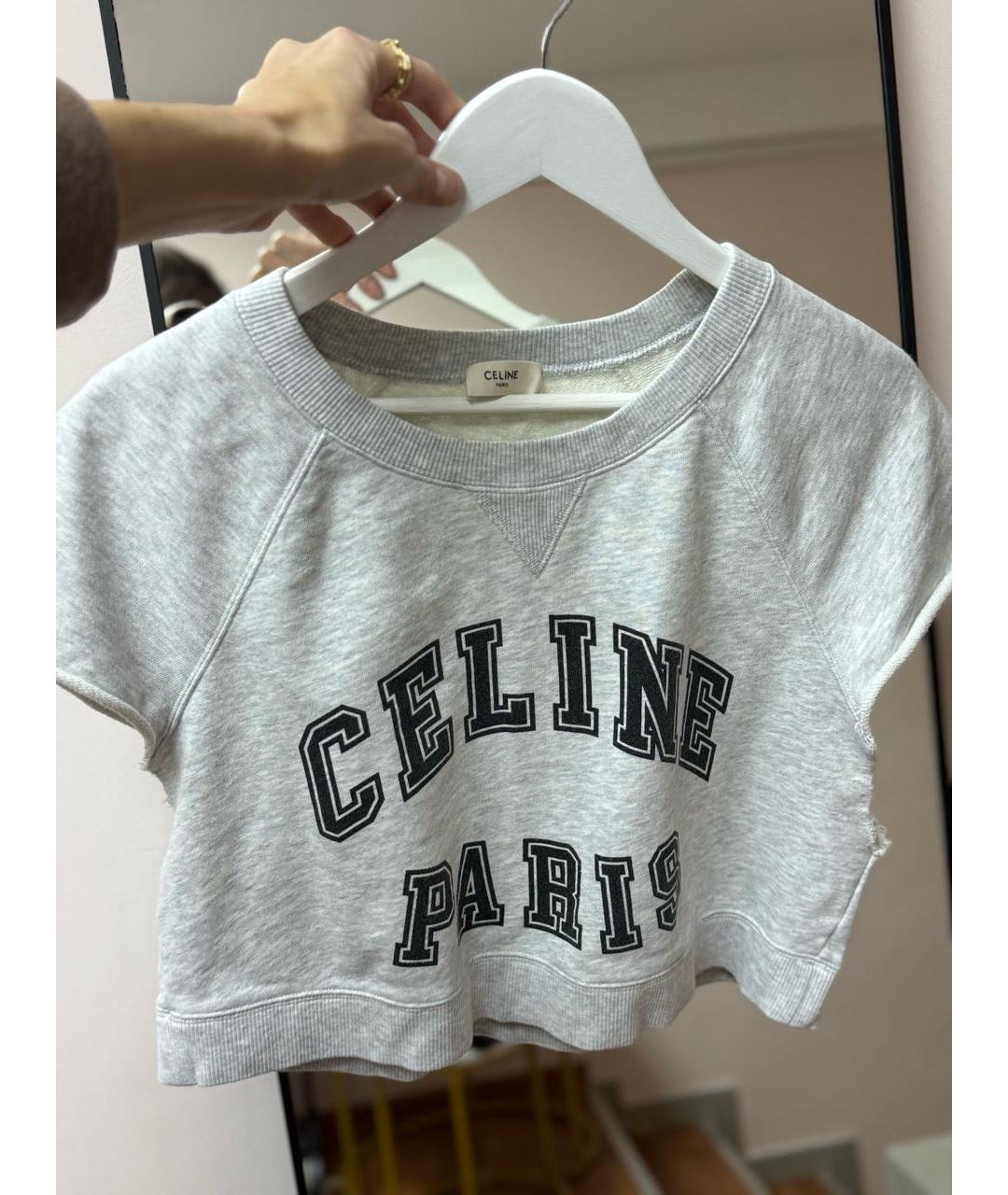 CELINE Серая хлопковая футболка, фото 4