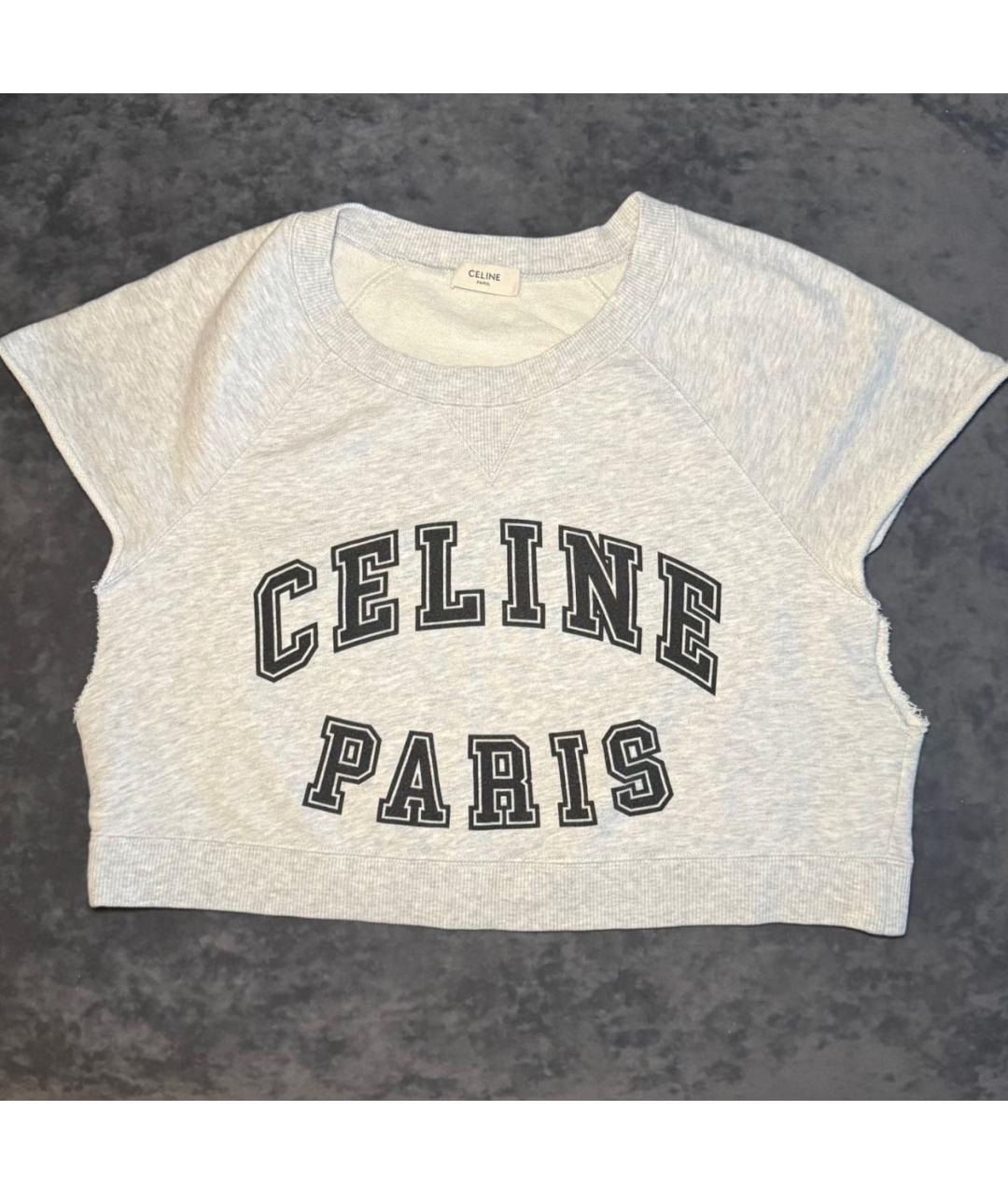 CELINE Серая хлопковая футболка, фото 3