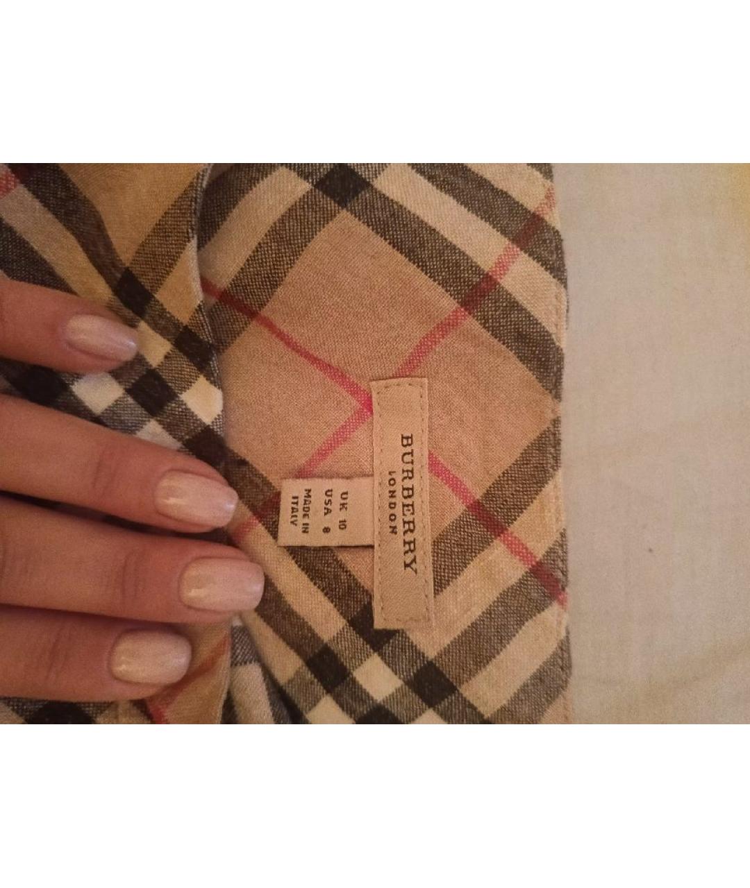 BURBERRY Бежевая льняная юбка миди, фото 4