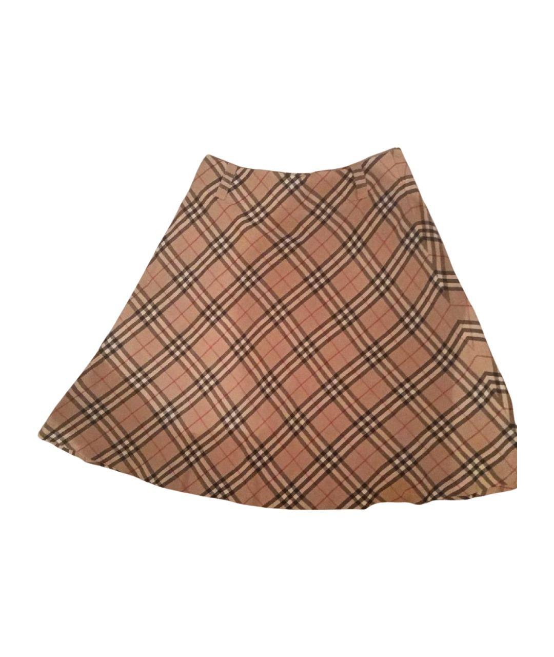 BURBERRY Бежевая льняная юбка миди, фото 1