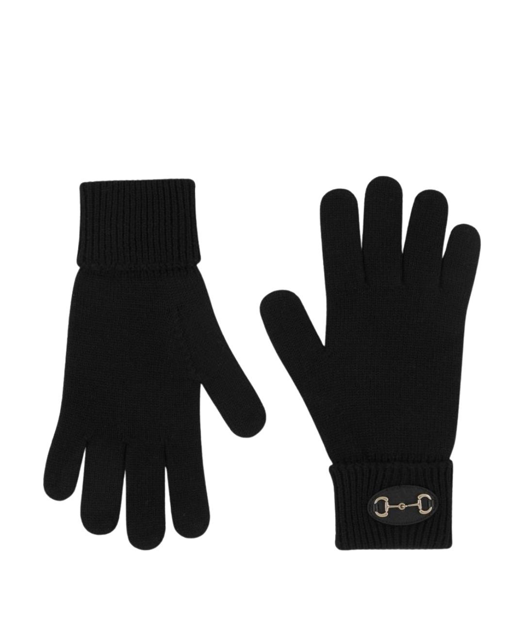 GUCCI Черные шерстяные перчатки, фото 1