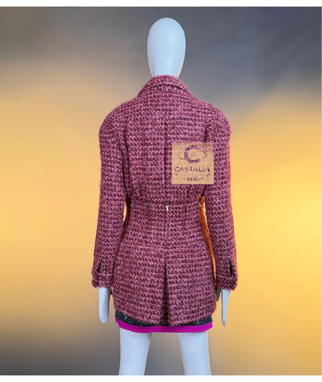 CHANEL Бордовый твидовый жакет/пиджак, фото 8