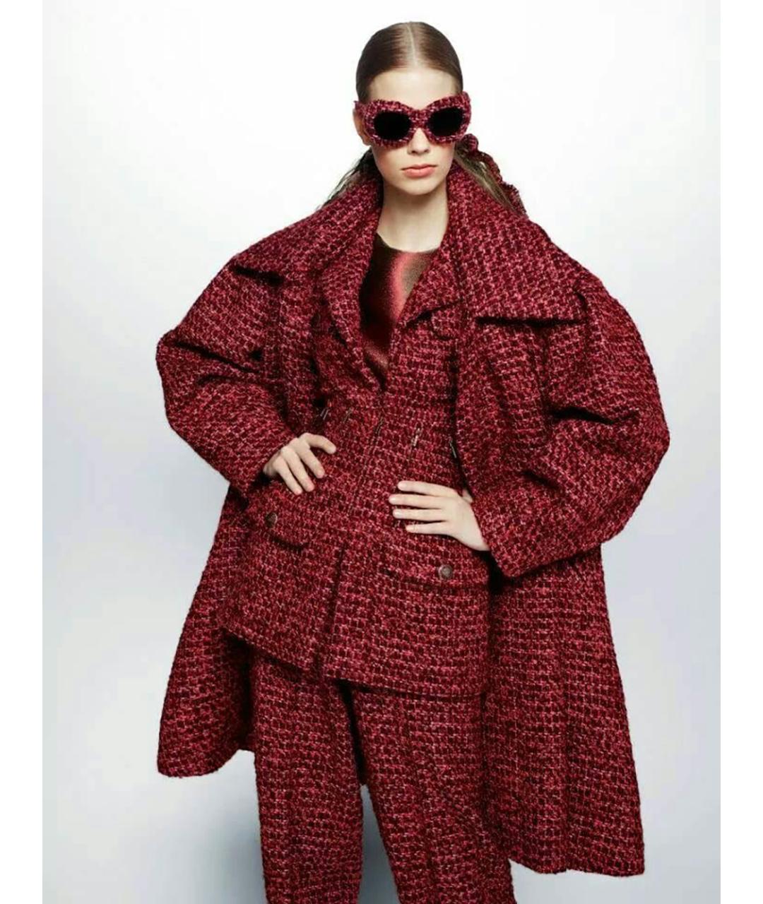 CHANEL Бордовый твидовый жакет/пиджак, фото 2