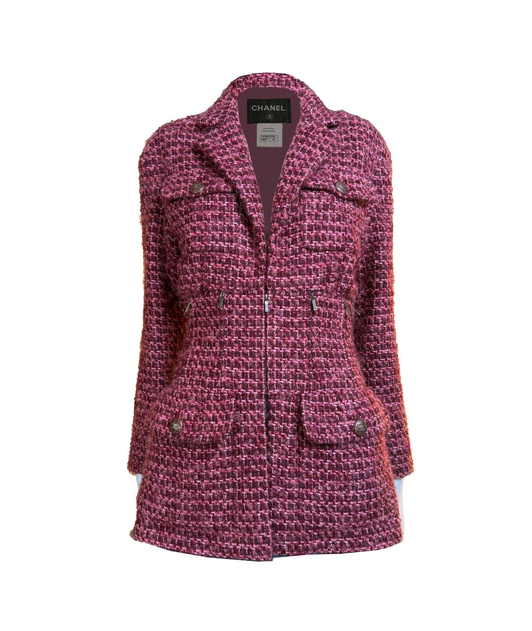 CHANEL Бордовый твидовый жакет/пиджак, фото 1