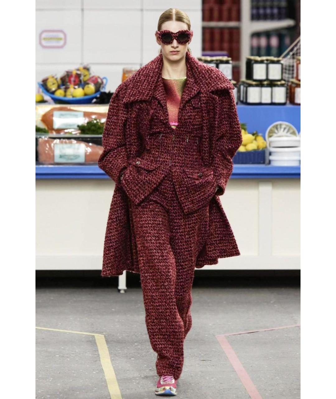 CHANEL Бордовый твидовый жакет/пиджак, фото 5