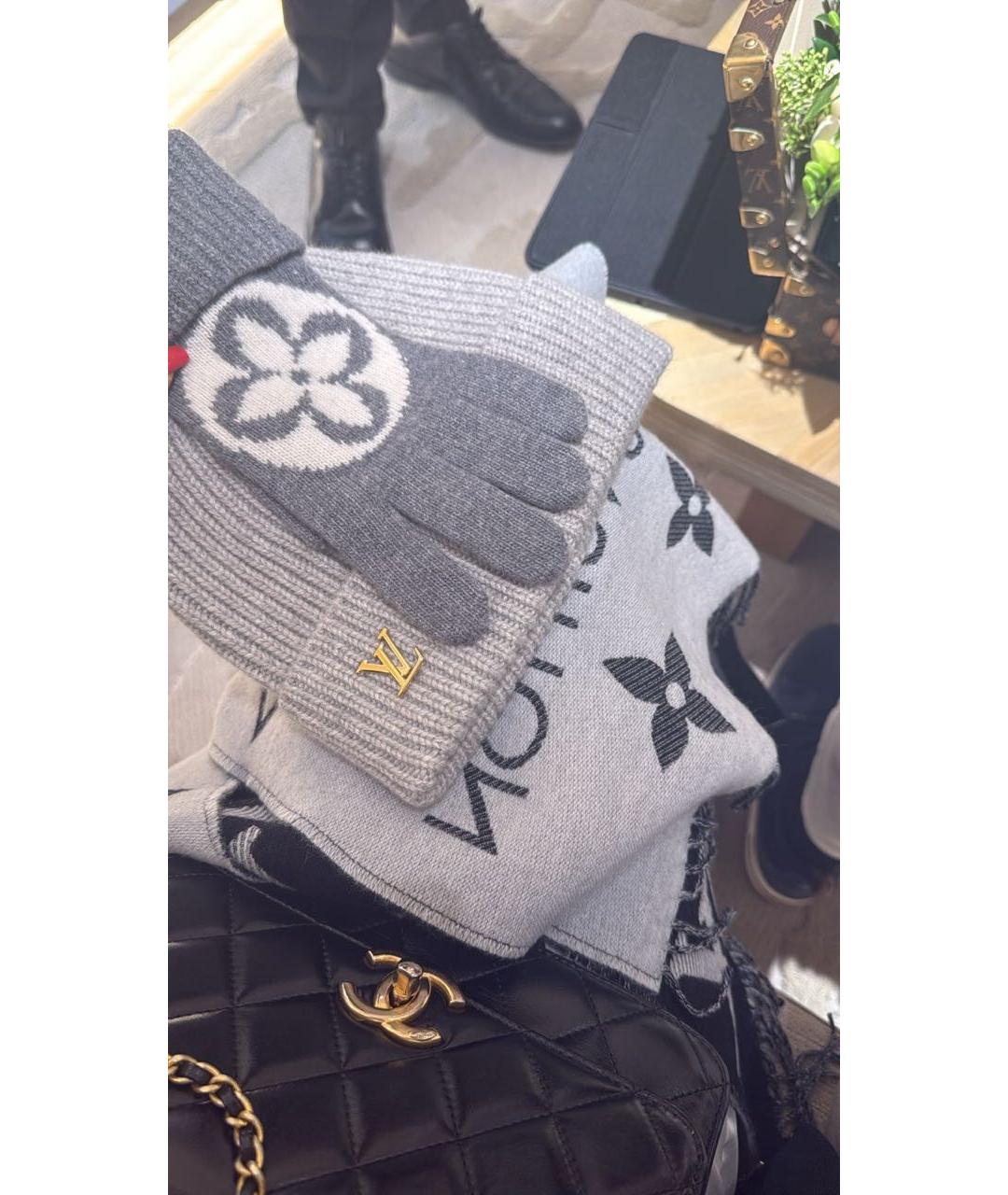 LOUIS VUITTON Черный шерстяной шарф, фото 5