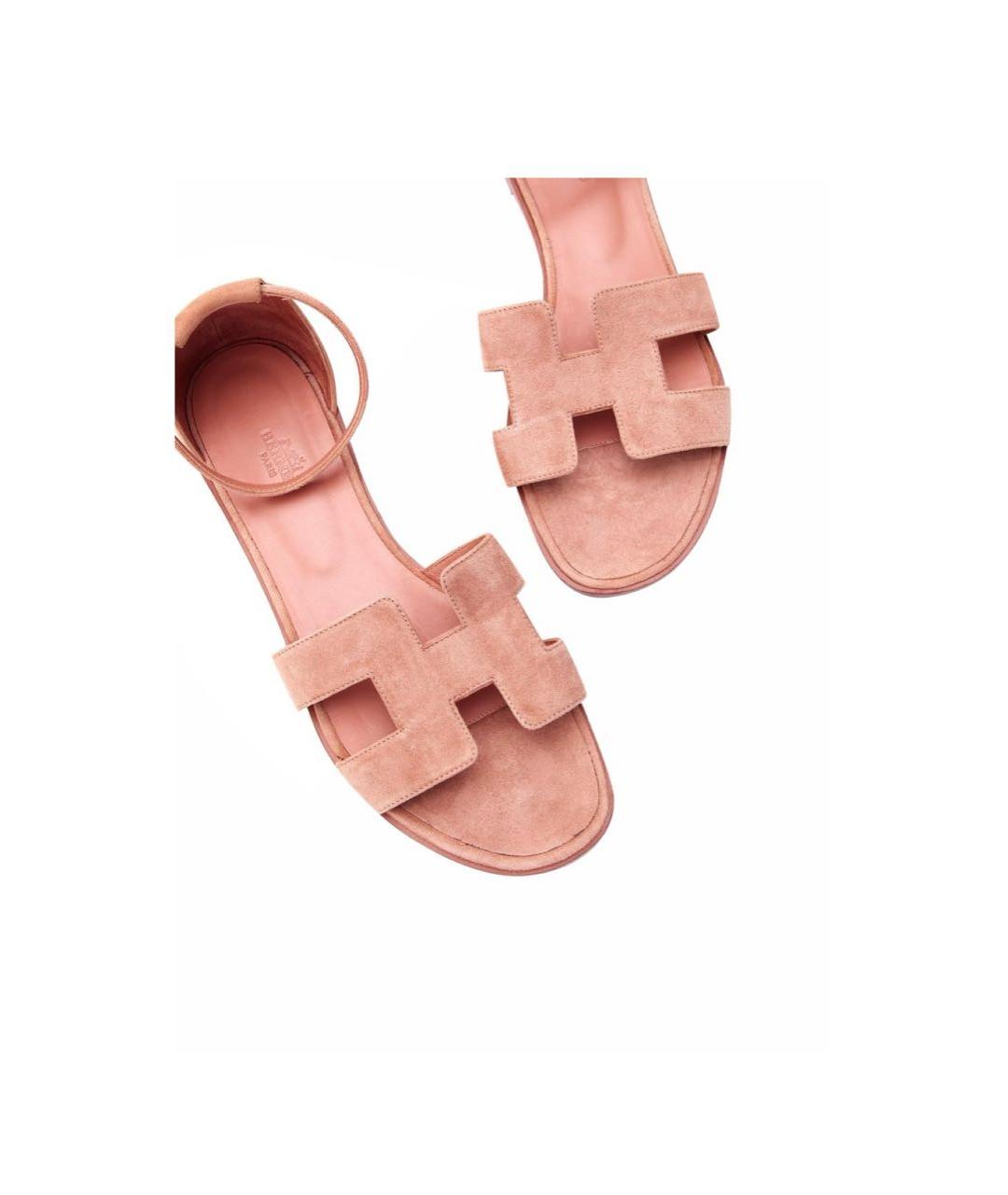 HERMES Розовые замшевые сандалии, фото 2
