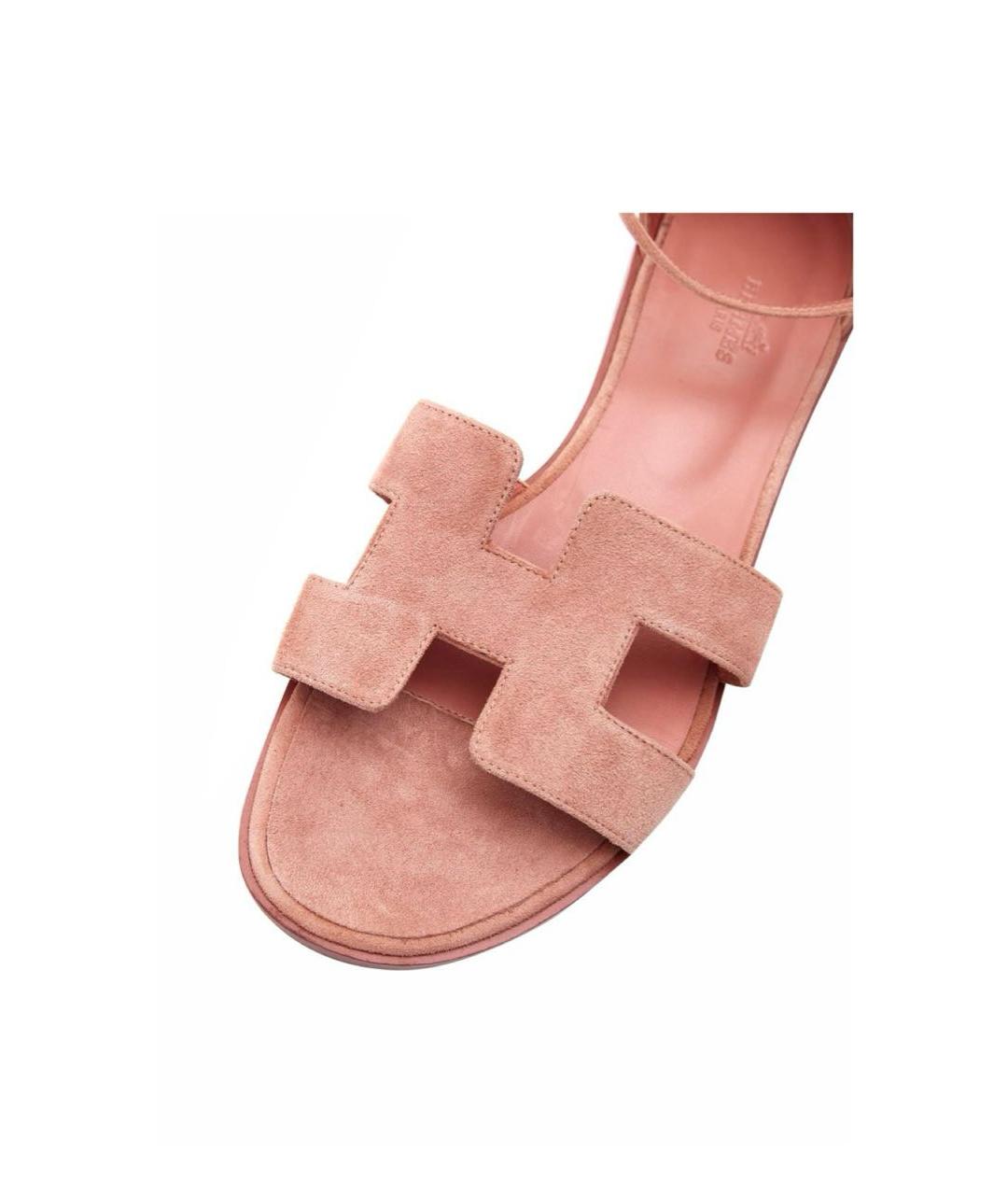 HERMES Розовые замшевые сандалии, фото 3