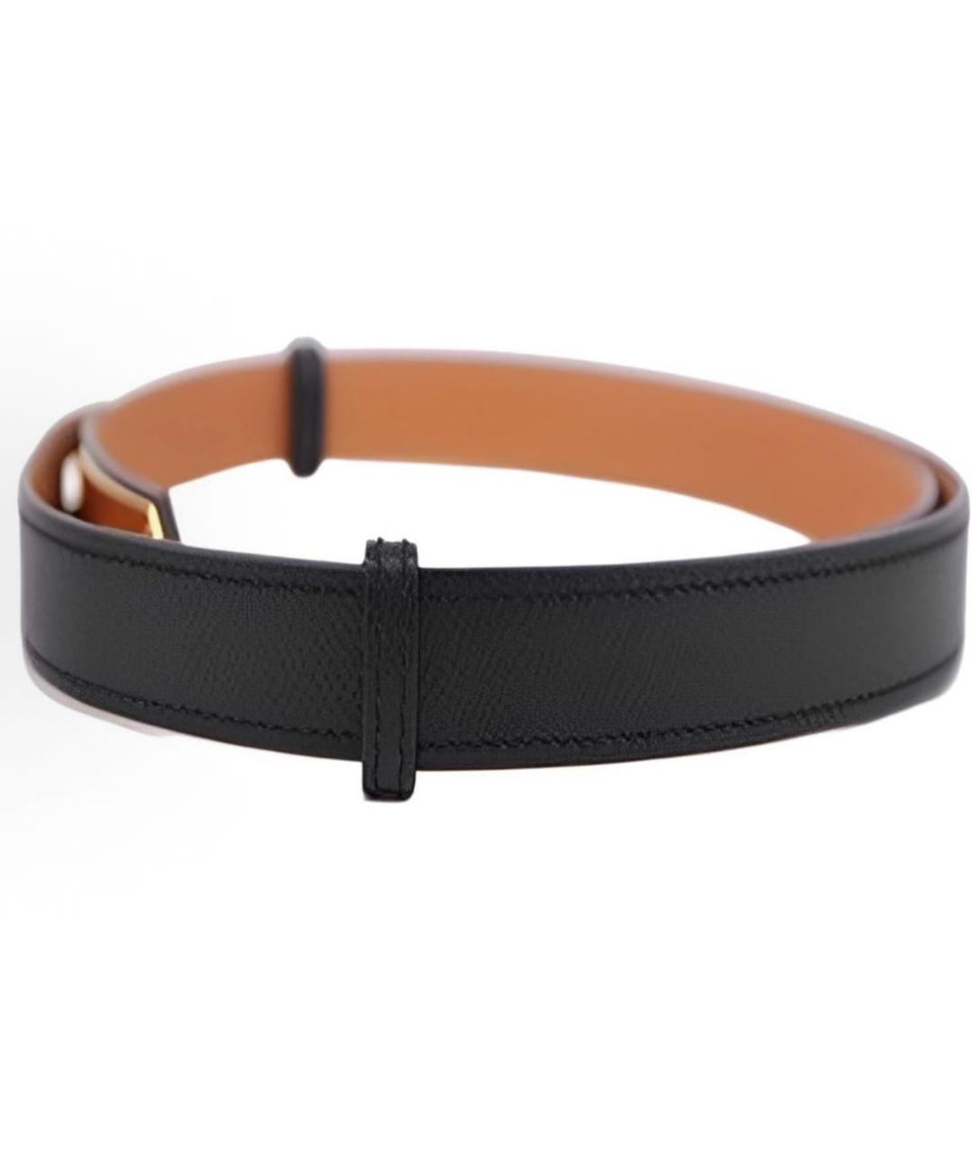 HERMES Черный кожаный ремень, фото 2