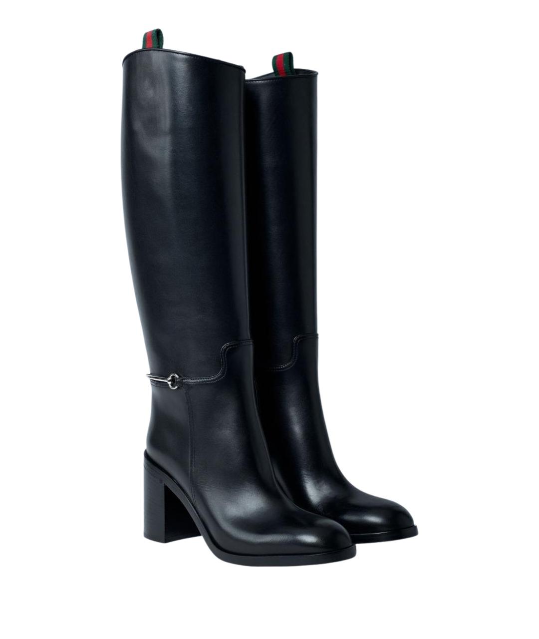 GUCCI Черные кожаные сапоги, фото 2