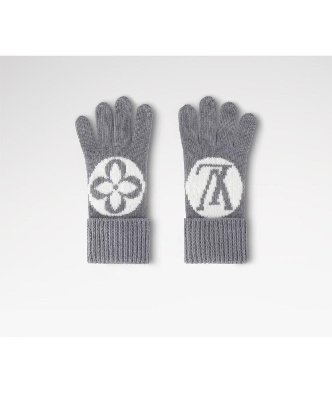 LOUIS VUITTON Серые шерстяные перчатки, фото 4