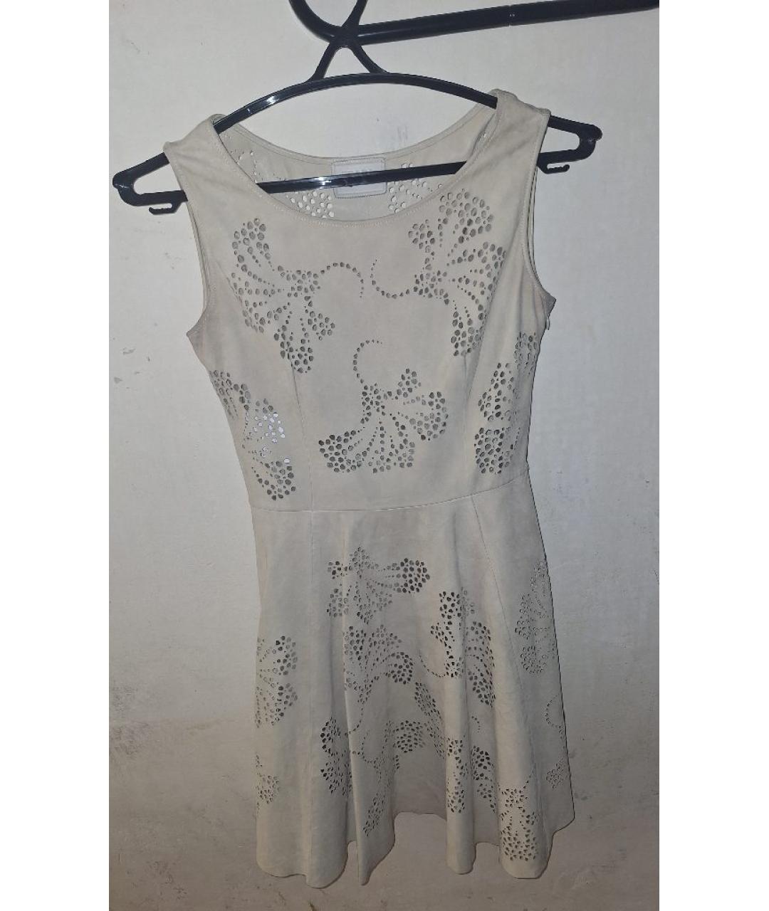 PRADA Бежевое кожаное повседневное платье, фото 6