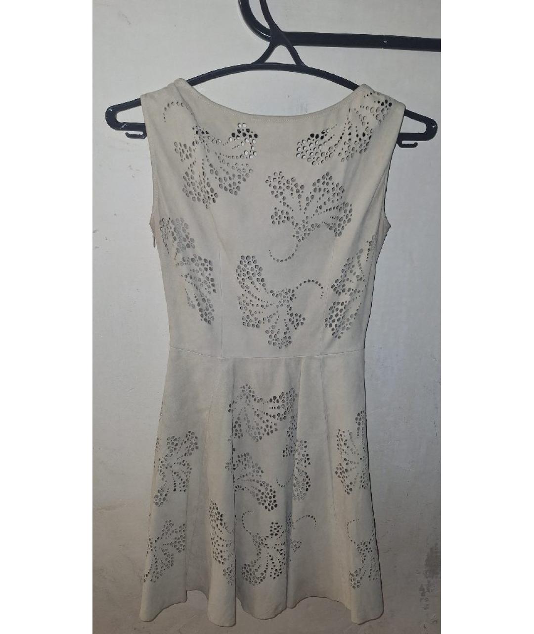 PRADA Бежевое кожаное повседневное платье, фото 2