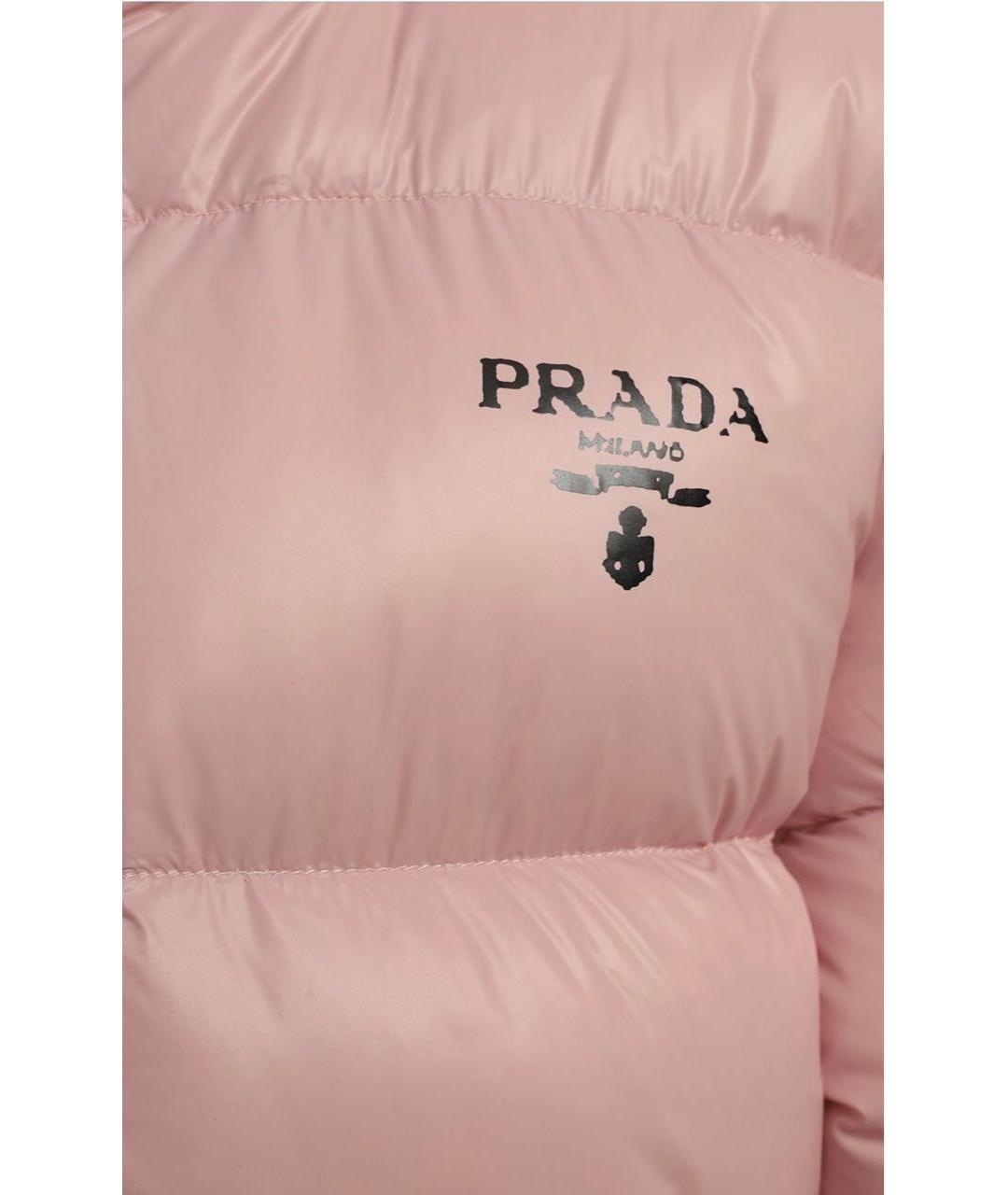 PRADA Розовый полиамидовый пуховик, фото 3