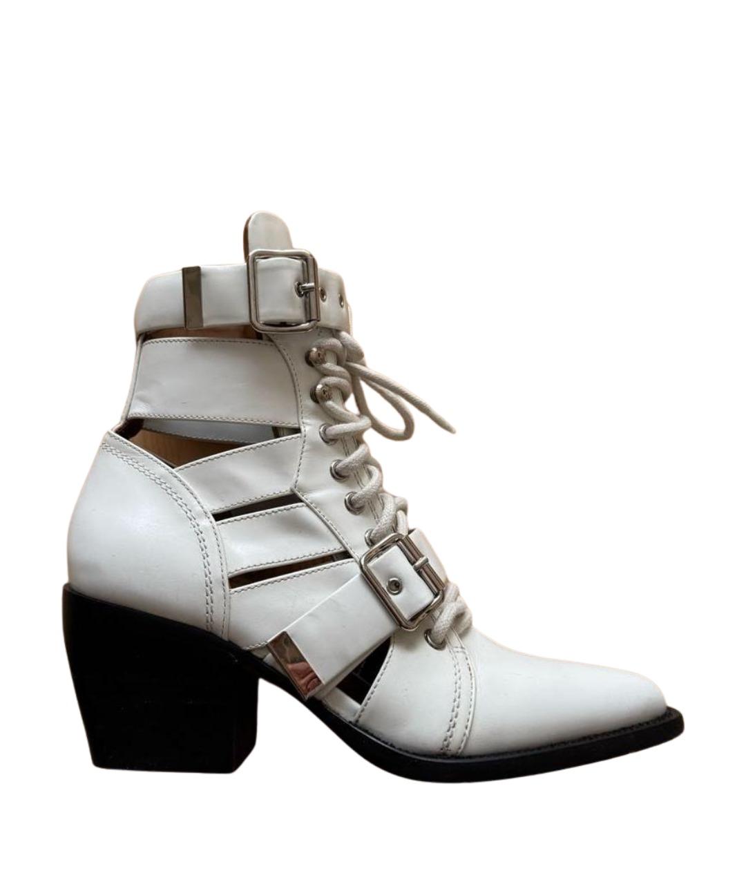 CHLOE Белые кожаные ботильоны, фото 1