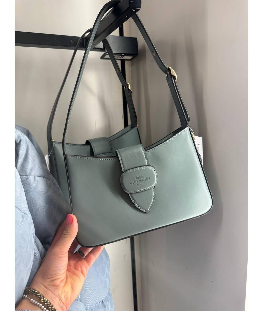 COACH Зеленая кожаная сумка через плечо, фото 3