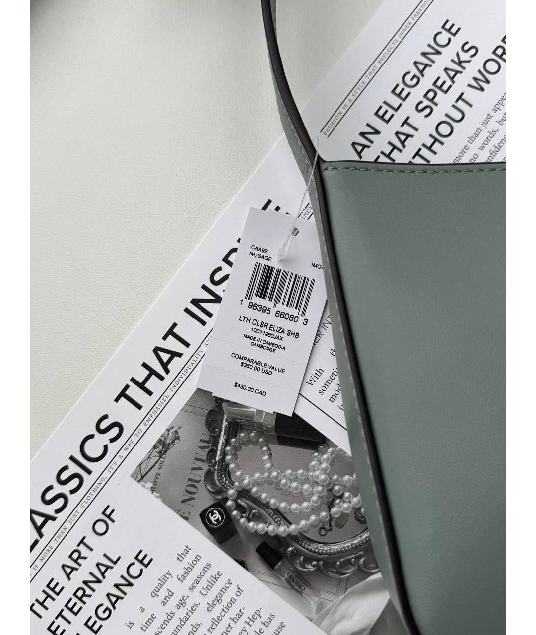 COACH Зеленая кожаная сумка через плечо, фото 5