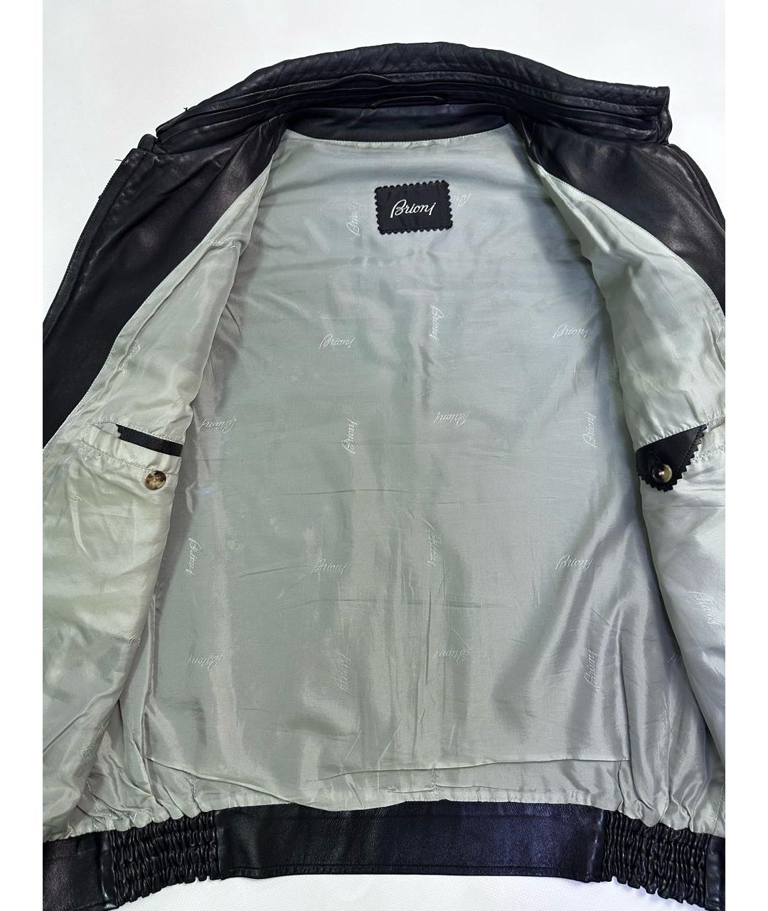 BRIONI Черная кожаная куртка, фото 4