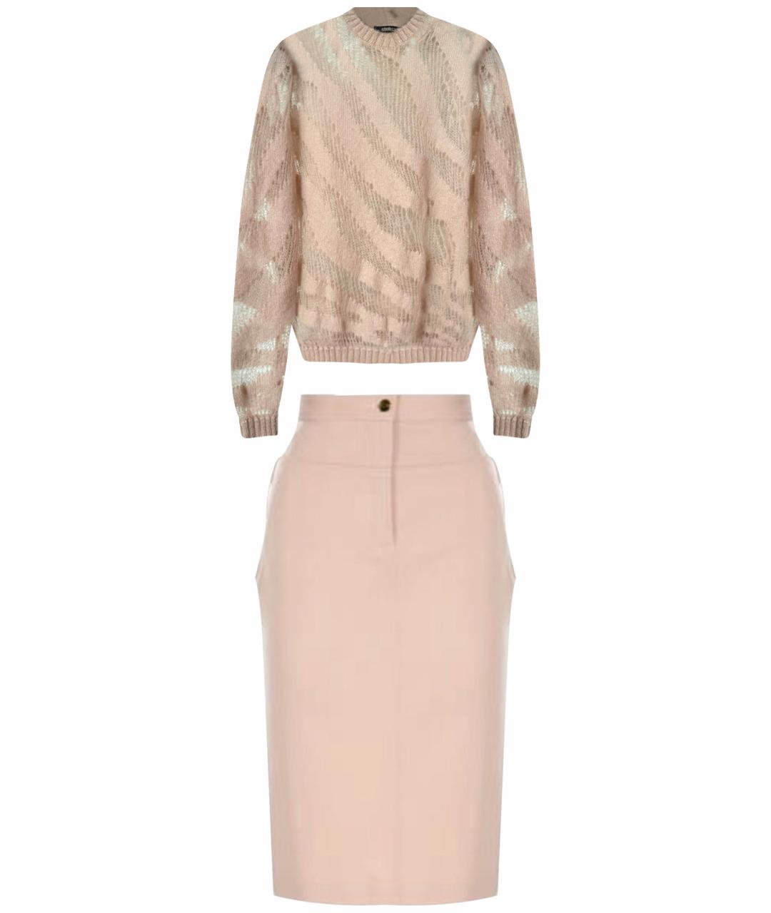 ROBERTO CAVALLI Розовый шерстяной костюм с юбками, фото 1