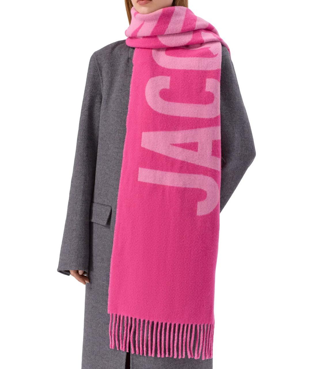 JACQUEMUS Розовый шерстяной шарф, фото 2