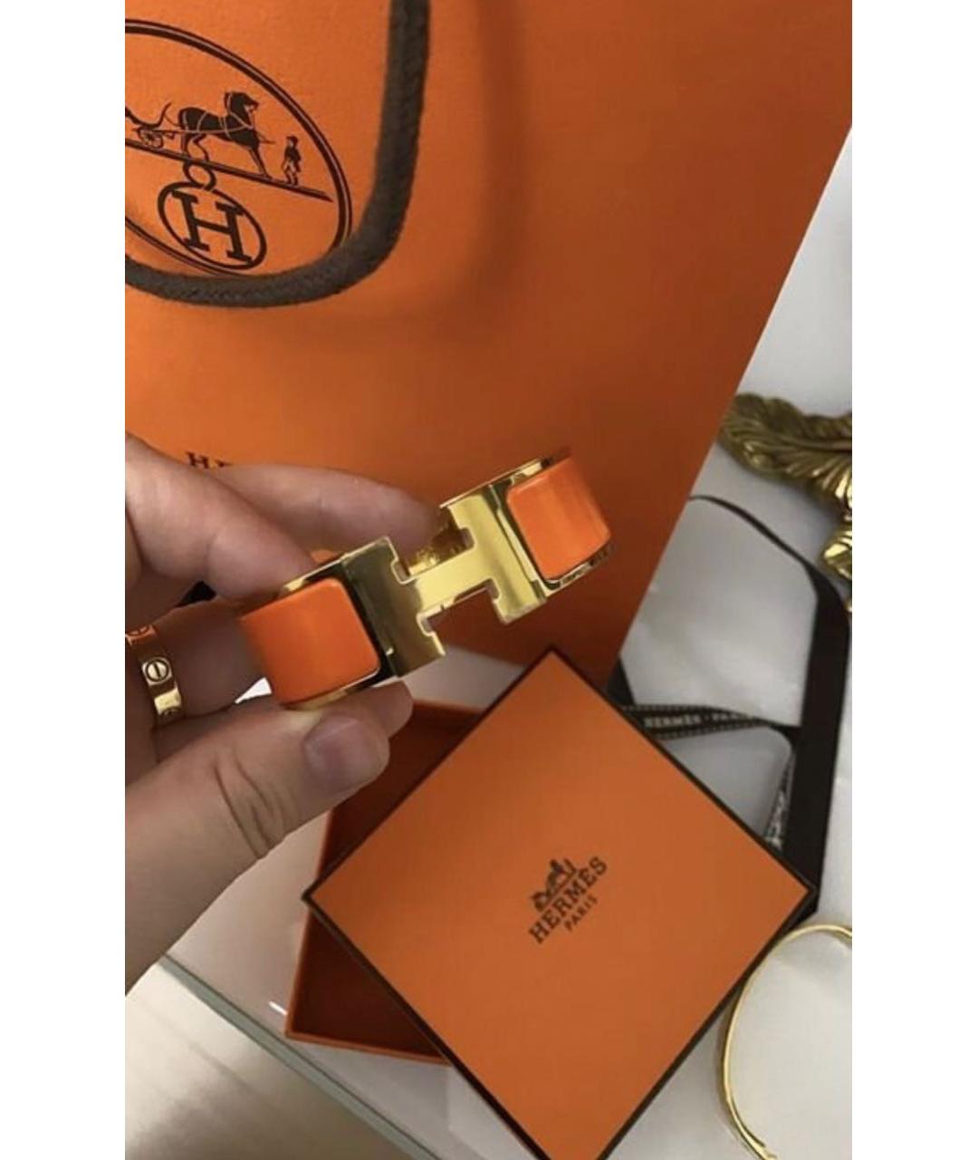 HERMES Оранжевый металлический браслет, фото 5