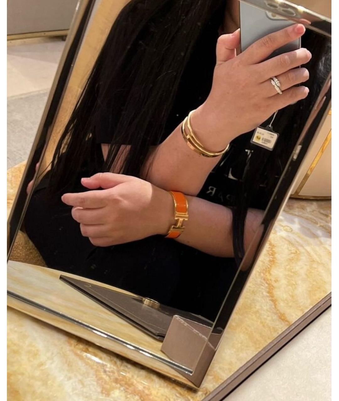 HERMES Оранжевый металлический браслет, фото 3