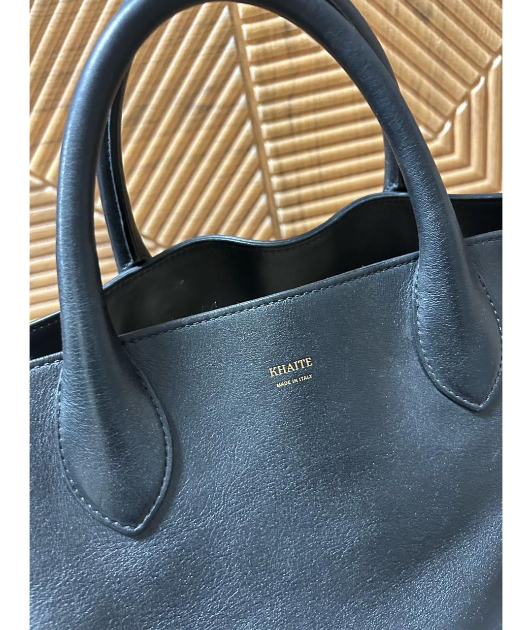 KHAITE Черная кожаная сумка с короткими ручками, фото 5