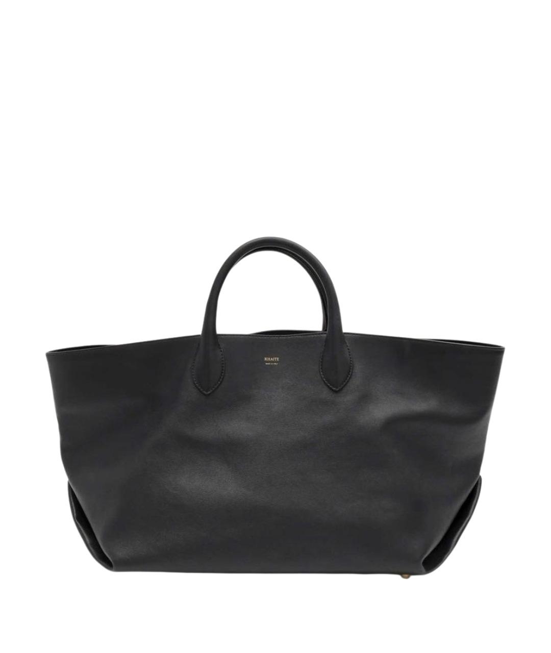 KHAITE Черная кожаная сумка с короткими ручками, фото 1