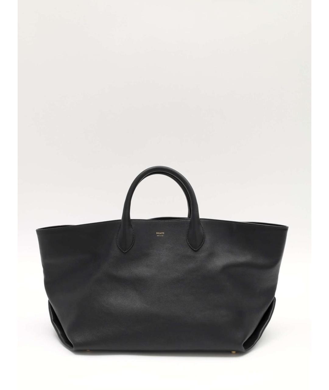 KHAITE Черная кожаная сумка с короткими ручками, фото 7