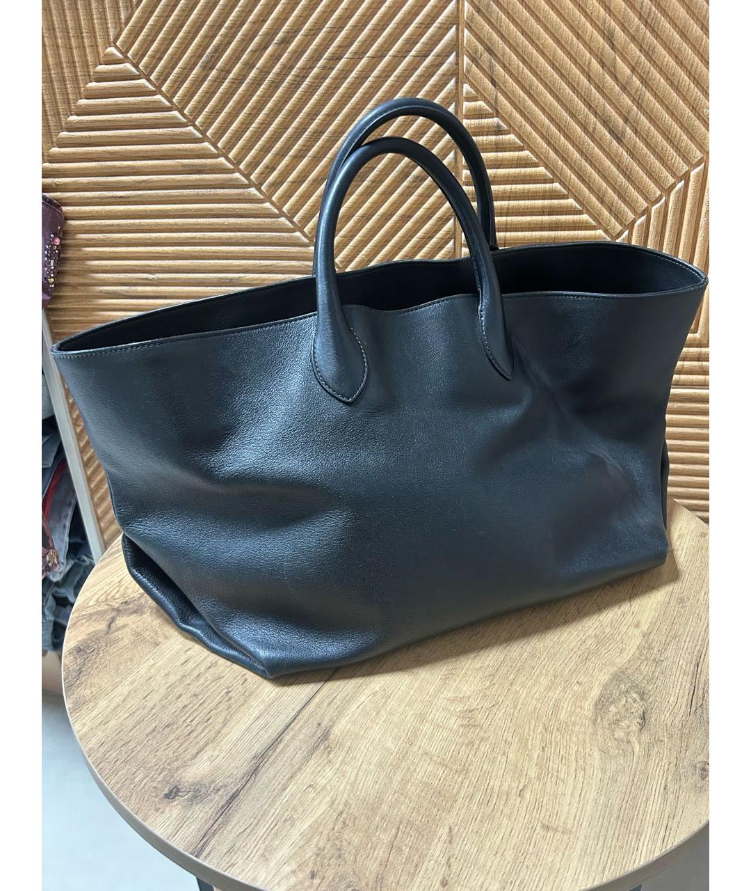 KHAITE Черная кожаная сумка с короткими ручками, фото 2