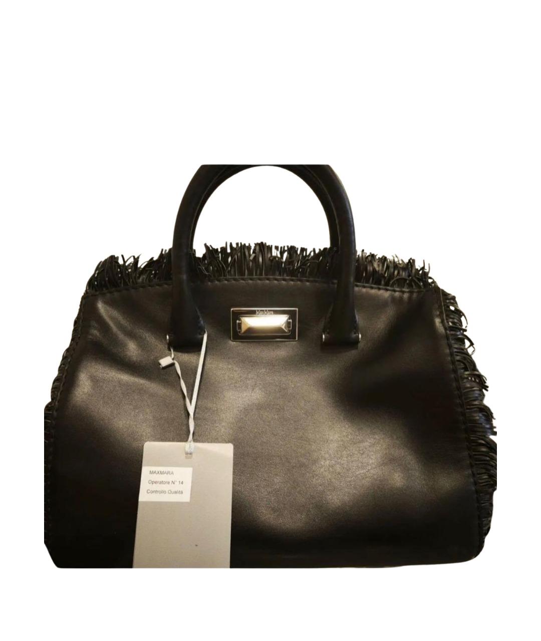 MAX MARA Черная кожаная сумка с короткими ручками, фото 8